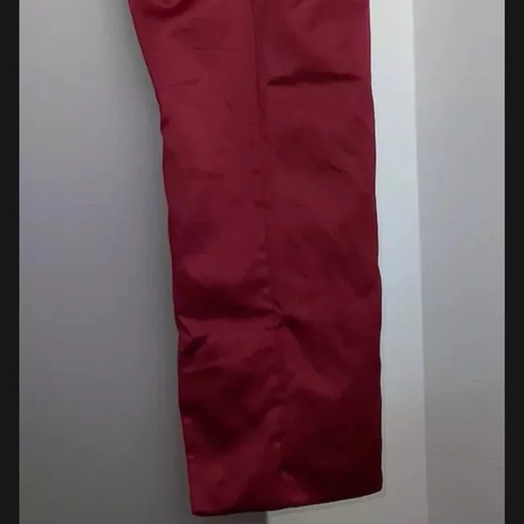 House of CB Wine Satin Pleated Corset Midi Dress - Picture 11 of 11